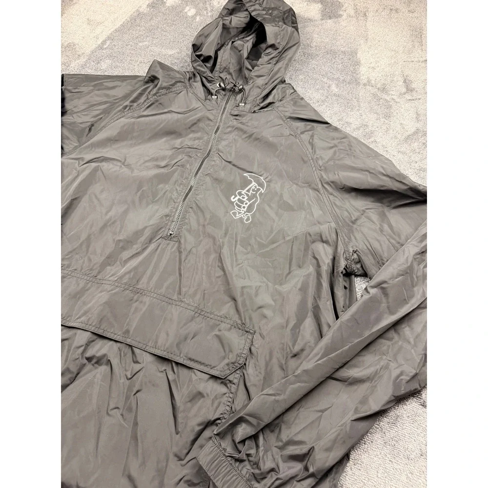 Rex Orange County Black Quarter Zip Windbreaker Anorak Hooded Jacket XXL Officia